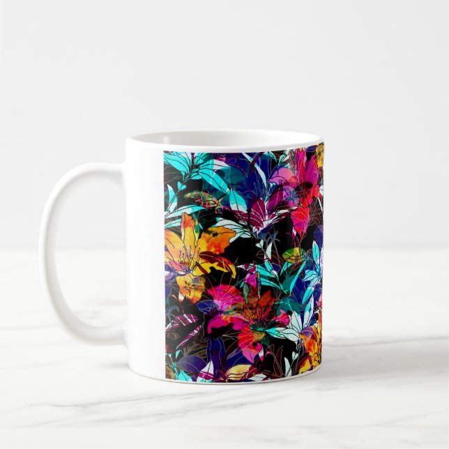 Mug fleurs naturelles et aquarelle feuille patte trans (Gauche)