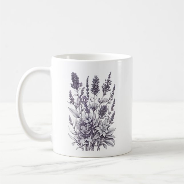 Mug Fleurs noires et blanches (Gauche)