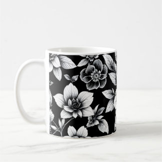 Mug Fleurs noires et blanches