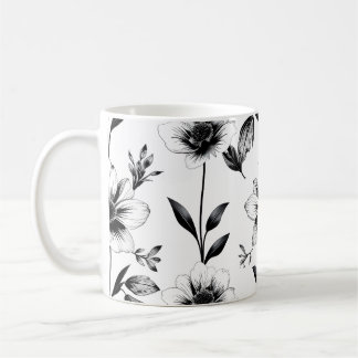 Mug Fleurs noires et blanches