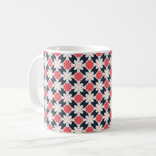 Mug Fleurs noires et Motif de café rose