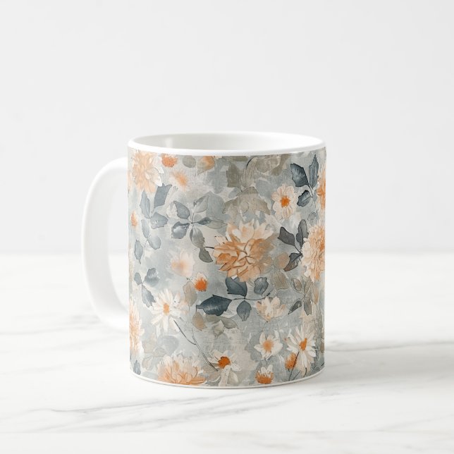 Mug Fleurs Orange Bleu Blanc (Devant gauche)