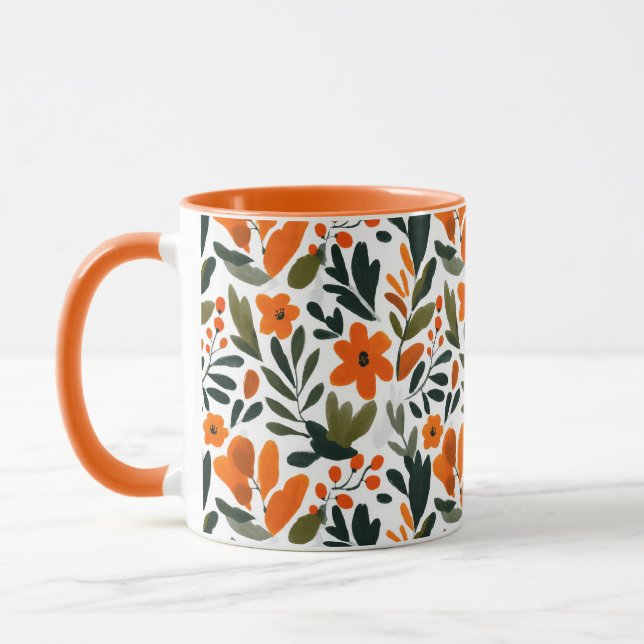 Mug Fleurs orange élégantes Motif botanique de printem (Gauche)