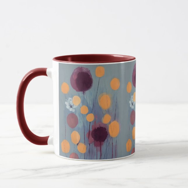 Mug Fleurs orange et rose abstraites (Gauche)