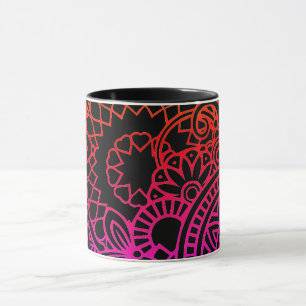 Mug Fleurs orange violet et fond noir