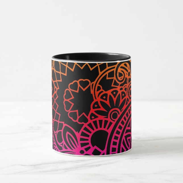 Mug Fleurs orange violet et fond noir (Centre)