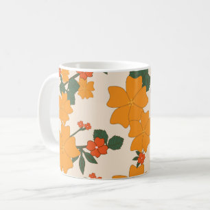 Mug Fleurs Oranges, Motif Floral, Motif De Fleurs