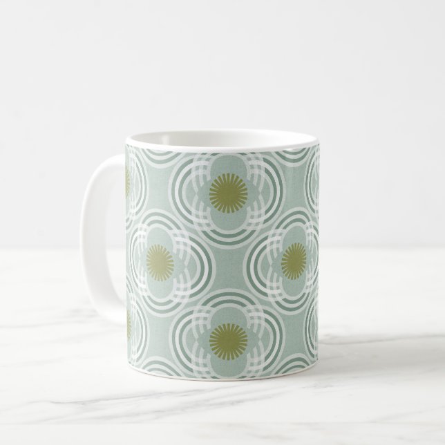 Mug Fleurs ou yeux - vert neutre (Devant gauche)