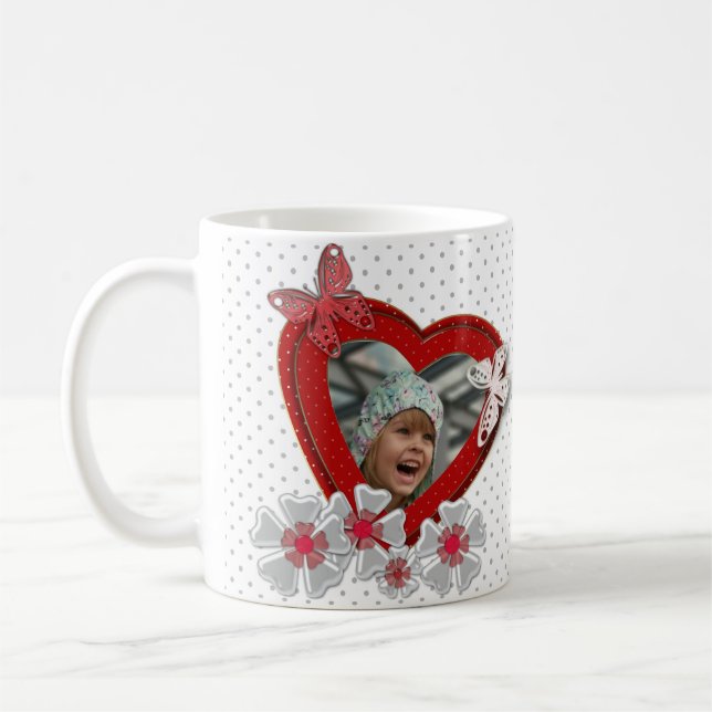 Mug Fleurs papillon cœur rouge Saint-Valentin amour no (Gauche)