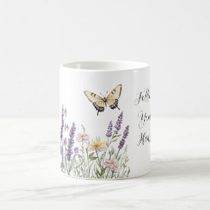 Mug Fleurs Papillon Jaune Lavande