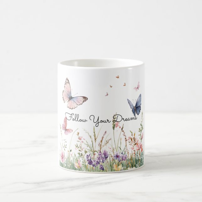 Mug Fleurs Papillons Rouge Rose Violet   (Centre)