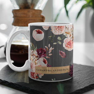 Mug Fleurs Pastel Modernes & Cadeau Personnalisé Kraft