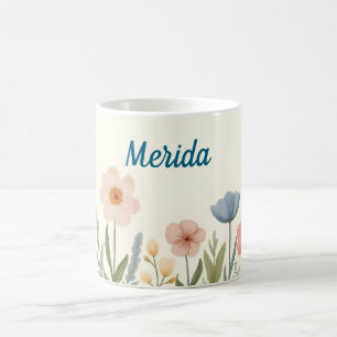 Mug Fleurs pastel rose et bleu