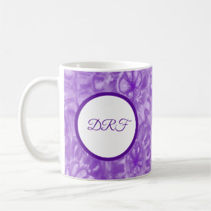 Mug Fleurs peintes violettes avec carte postale Monogr
