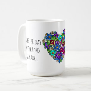 Mug Fleurs peintes, w Verse de Psaume 118:24
