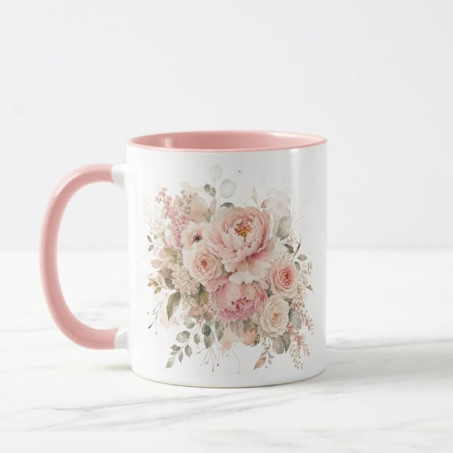 Mug Fleurs personnalisées avec votre nom (Gauche)
