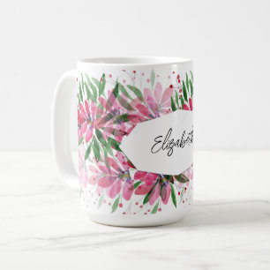 Mug Fleurs personnalisées modernes Fleur d'aquarelle r