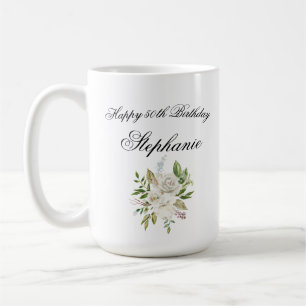 Mug Fleurs personnalisées pour 50e anniversaire élégan