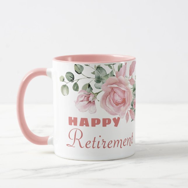 Mug Fleurs personnalisées pour une retraite heureuse  (Gauche)