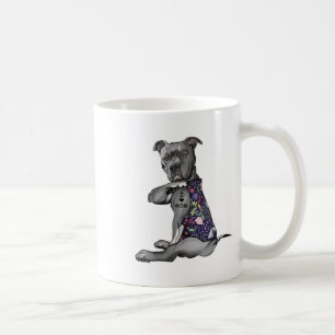 Mug Fleurs Pitbull - I Love Maman Hippie Chien Pitbull