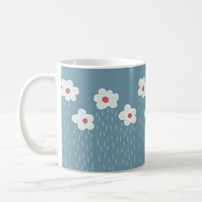 Mug Fleurs pleurs printemps bleu brillant amusant (Gauche)