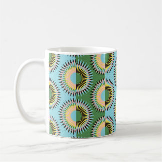 Mug Fleurs pliées : motif rétro bleu-vert.