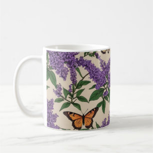 Mug Fleurs pourpres et papillons