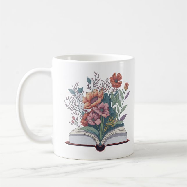 Mug fleurs poussant de livre, livre à fleurs (Gauche)