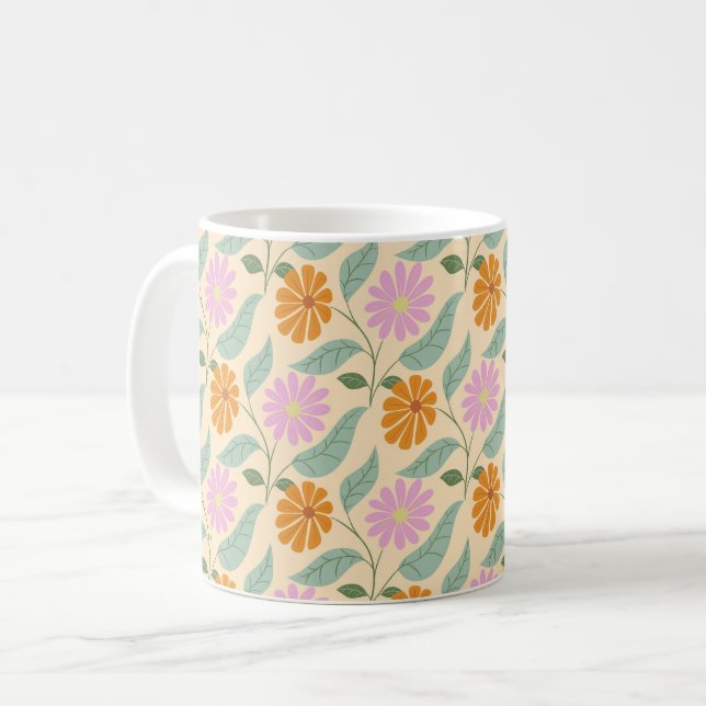 Mug Fleurs printanières rétro (Devant gauche)