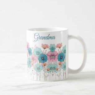 Mug Fleurs printanières vintage pour grand-mère