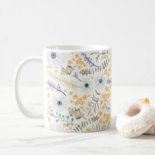 Mug Fleurs Printemps Motif floral moderne Motif bleu j