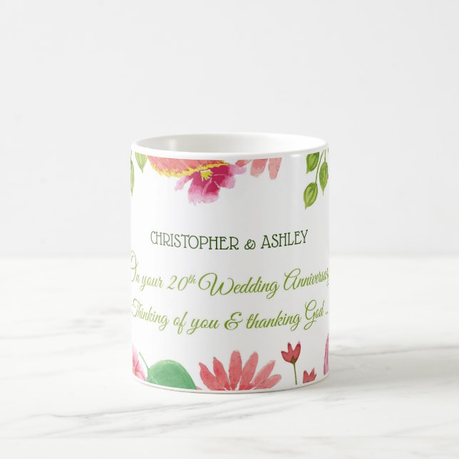 Mug Fleurs religieuses du 20e anniversaire du Mariage (Centre)