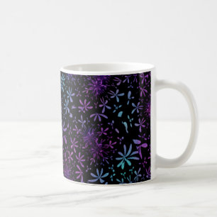 Mug Fleurs rétro aigue-marine pourpre