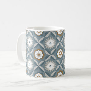 Mug Fleurs rétro bleu gris