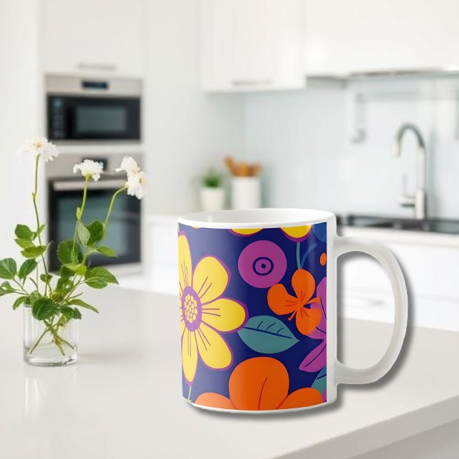 Mug Fleurs rétro colorées - Style Dopamine (Colorful Retro Flowers-Dopamine Style Coffee Mug)