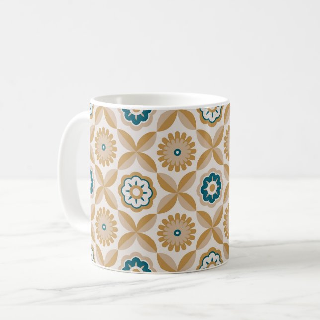Mug Fleurs rétro or (Devant gauche)