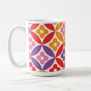 Mug Fleurs rétro sur les cercles du milieu du siècle M