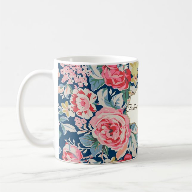 Mug Fleurs romantiques adorables - Message de motivati (Gauche)