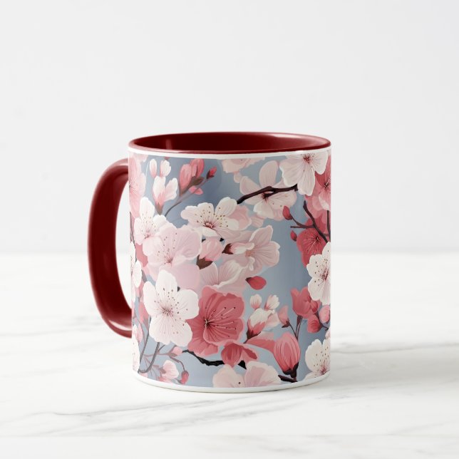 Mug Fleurs romantiques de cerisiers roses (Devant gauche)