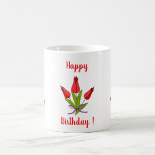 Mug Fleurs romantiques tulipes anniversaire minimalist