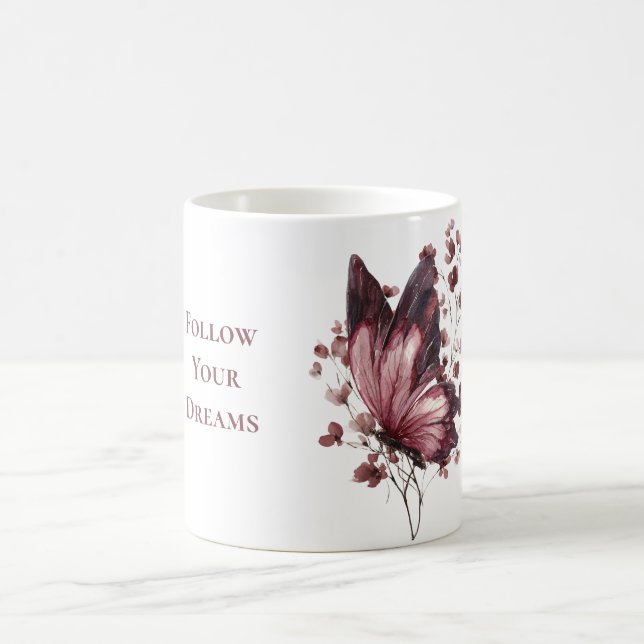 Mug Fleurs Rose Bourgogne Papillon Rêves (Centre)
