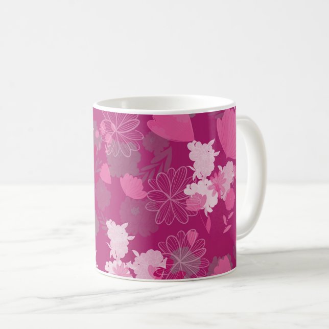 Mug fleurs roses (Devant droit)
