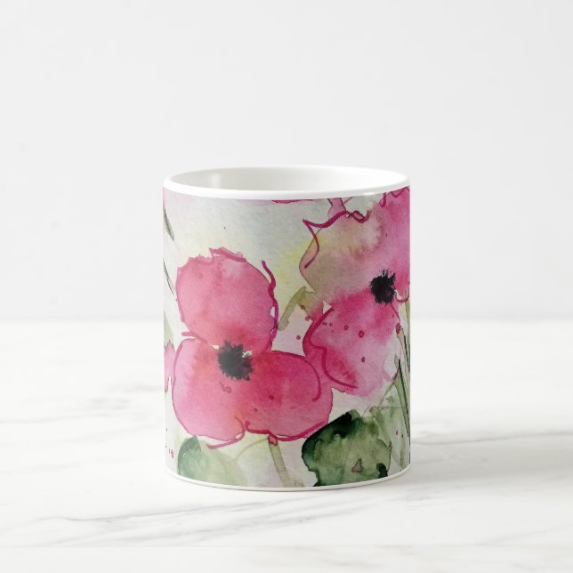 Mug Fleurs roses à l'aquarelle (Centre)