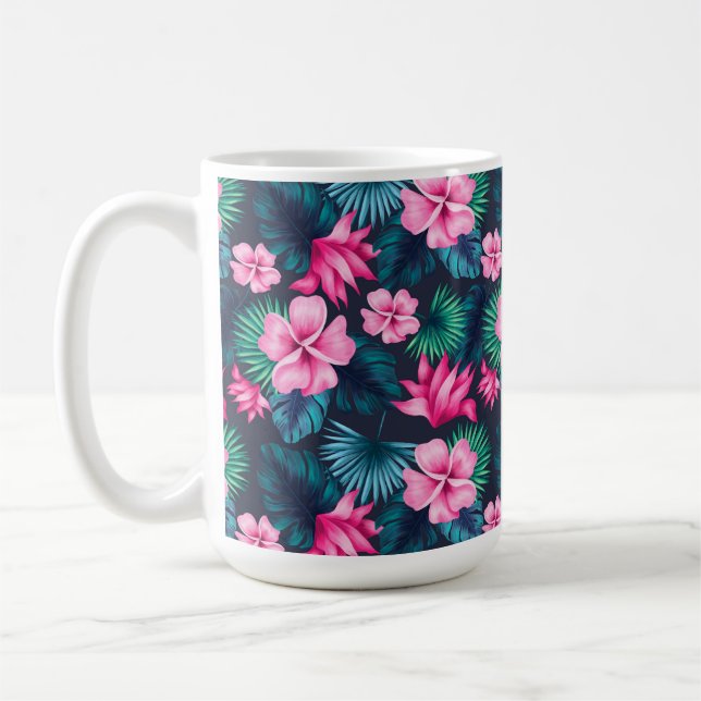 Mug Fleurs roses avec motif de feuilles vertes-79066 (Gauche)