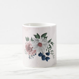 Mug Fleurs roses blanches et navires romantiques verdu