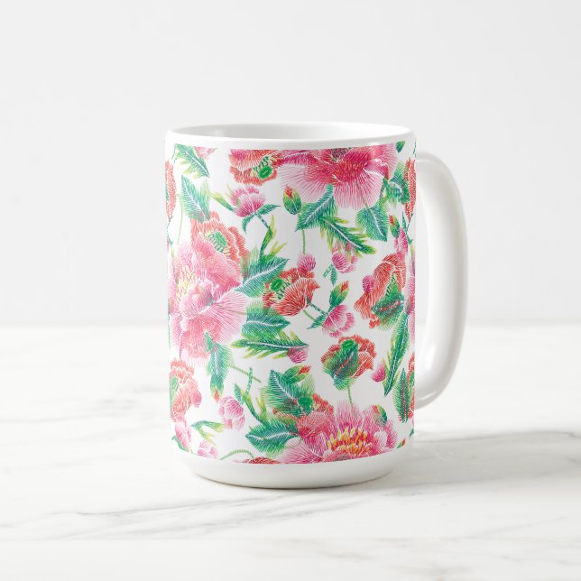 Mug Fleurs roses brillantes Fille Motif (Devant droit)