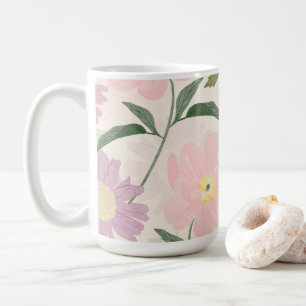 Mug Fleurs roses élégantes Aquarelle Boho Floral