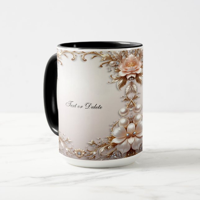 Mug Fleurs Roses et Blanches Doux (Devant gauche)