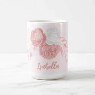Mug fleurs roses et blanches romantiques