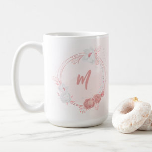Mug fleurs roses et blanches romantiques